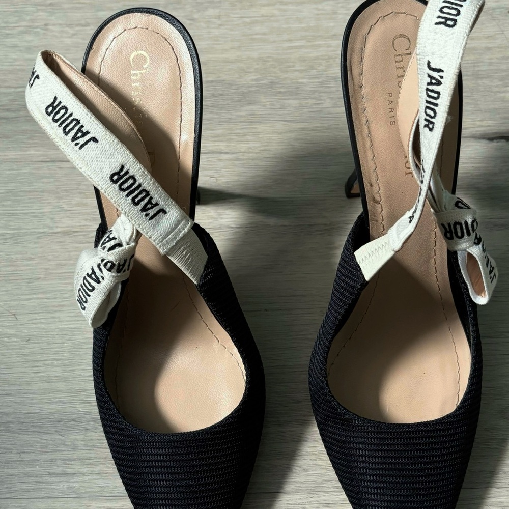 Dior Black and White Heels with Textured Design